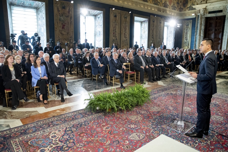 Il Presidente Sergio Mattarella durante la celebrazione della Festa del Lavoro. 
