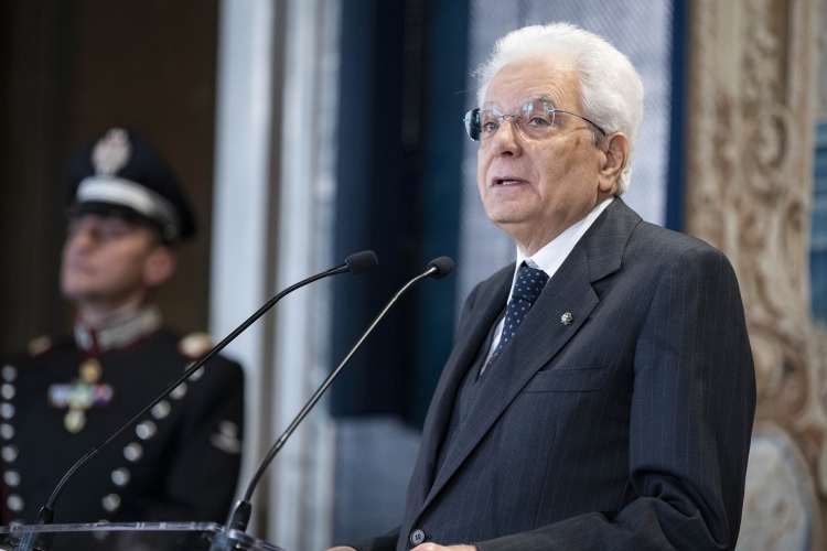 Il Presidente Sergio Mattarella durante il suo intervento per la celebrazione della Festa del Lavoro