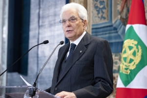   
 Il Presidente Sergio Mattarella durante il suo intervento per la celebrazione della Festa del Lavoro 