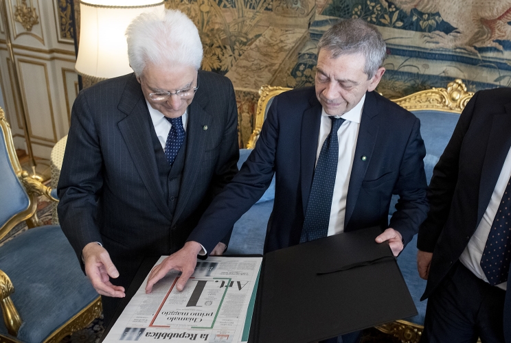 Il Presidente Sergio Mattarella con Carlo Verdelli, Direttore de "La Repubblica"