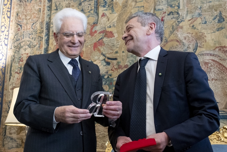 Il Presidente Sergio Mattarella con Carlo Verdelli, Direttore de "La Repubblica"