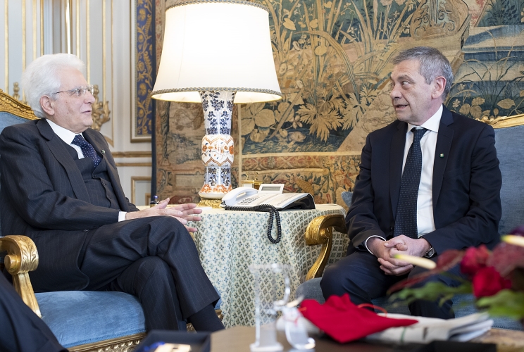 Il Presidente Sergio Mattarella con Carlo Verdelli, Direttore de "La Repubblica"