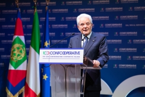 Il Presidente Sergio Mattarella alla cerimonia di celebrazione del centenario di fondazione della Confederazione Cooperative Italiane