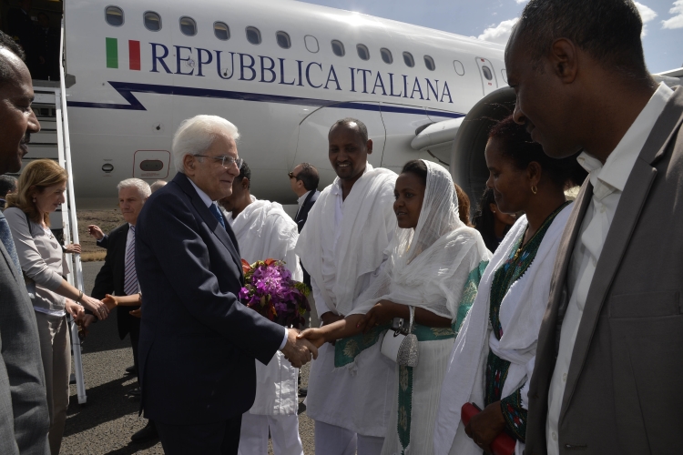 Il Presidente Sergio Mattarella al suo arrivo a Lalibela
