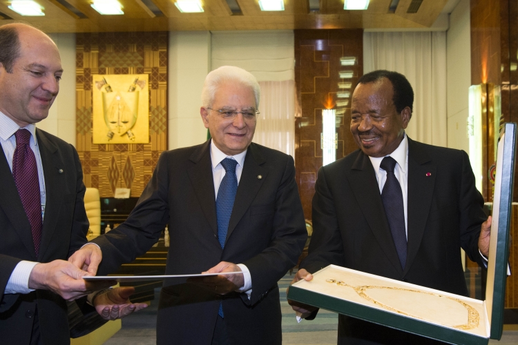 Il Presidente Sergio Mattarella e il Presidente della Repubblica del Camerun Paul Biya 