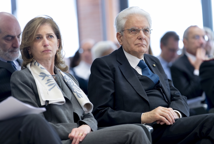Il Presidente Sergio Mattarella e la Sig.ra Laura nel corso della visita all’Istituto Europeo di Oncologia nel 25° anniversario di fondazione