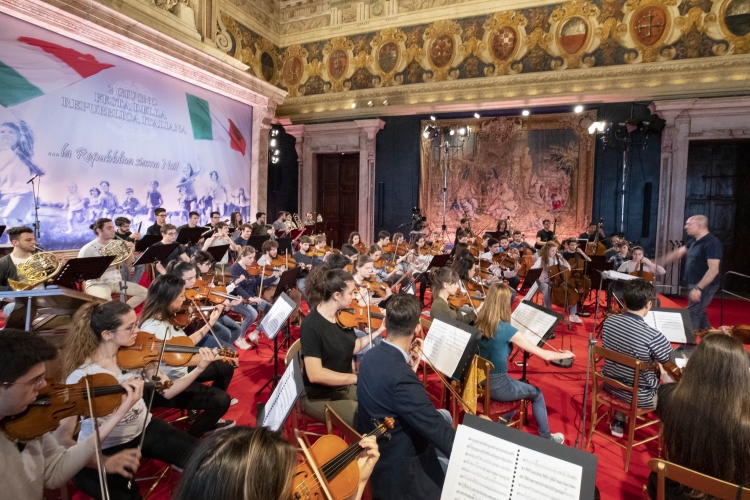 Le prove dell’Orchestra Giovanile Italiana, diretta dal Maestro Marco Angius, per la Festa Nazionale della Repubblica in onore del Corpo Diplomatico accreditato presso lo Stato Italiano
