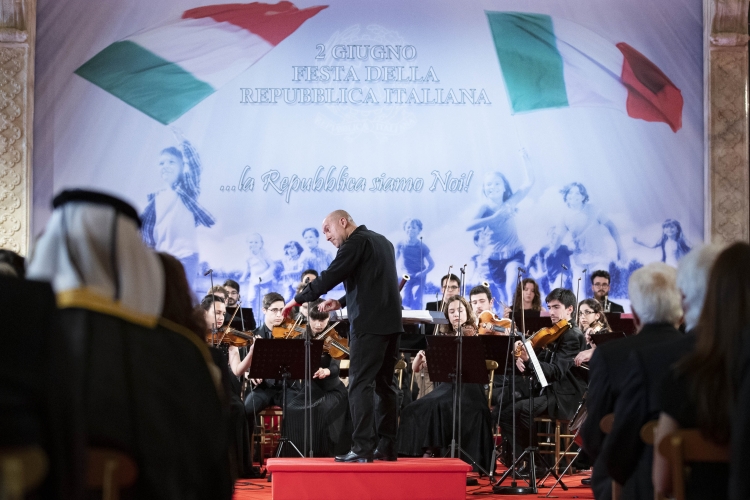 l'Orchestra Giovanile Italiana, diretta dal Maestro Marco Angius, in occasione del Concerto in onore del Corpo Diplomatico accreditato presso la Stato Italiano