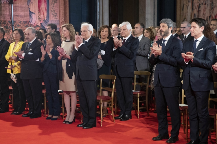 Il Presidente della Repubblica Sergio Mattarella e la Sig.ra Laura in occasione del Concerto in onore del Corpo Diplomatico accreditato presso la Stato Italiano