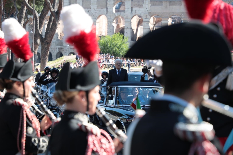 Il Presidente della Repubblica Sergio Mattarella ai Fori Imperiali in occasione del 2 giugno, Festa Nazionale della Repubblica