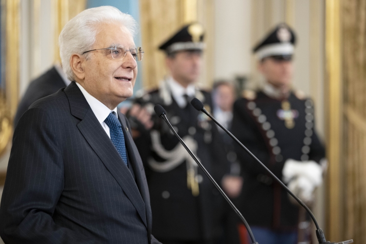 Il Presidente della Repubblica Sergio Mattarella in occasione dell'incontro per il 205° anniversario di costituzione dell'Arma dei Carabinieri
