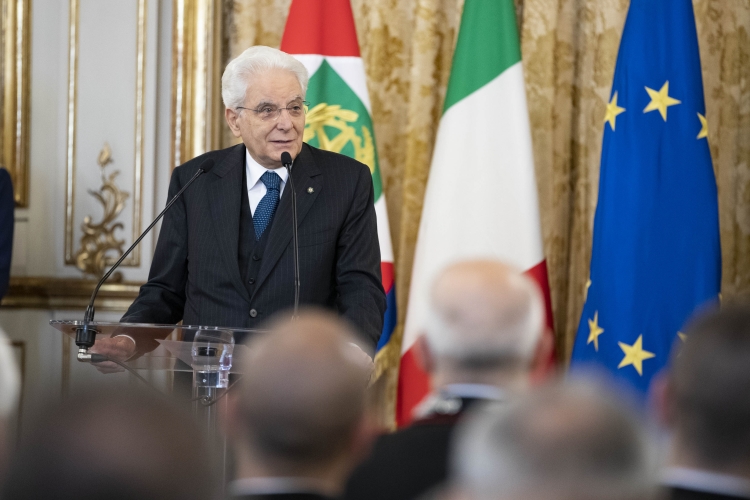 Il Presidente della Repubblica Sergio Mattarella in occasione dell'incontro per il 205° anniversario di costituzione dell'Arma dei Carabinieri