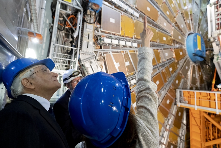 Il Presidente della Repubblica Sergio Mattarella nel corso della visita al CERN