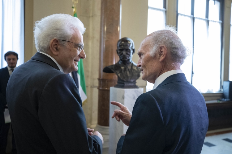 Il Presidente della Repubblica Sergio Mattarella e il Presidente della Camera Roberto Fico in occasione della cerimonia di inaugurazione del busto di Luigi Einaudi