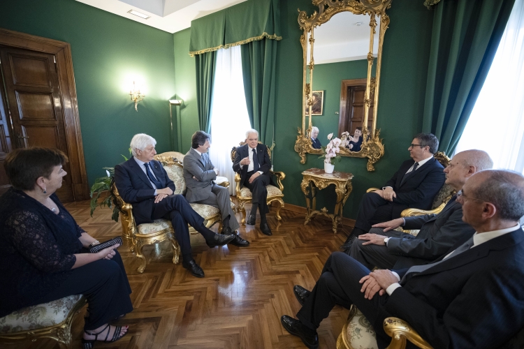Il Presidente Sergio Mattarella con David Ermini, Vice Presidente del Consiglio Superiore della  Magistratura, Giovanni Mammone, Primo Presidente della Corte Suprema di Cassazione, Riccardo Fuzio, Procuratore Generale presso la Corte Suprema di Cassazione,e Paola Piraccini, Segretario Generale del Consiglio Superiore della Magistratura
