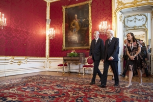 Il Presidente Sergio Mattarella con il Presidente Federale della Repubblica d'Austria Alexander Van der Bellen,in occasione della visita di Stato nella Repubblica d'Austria