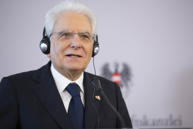 Il Presidente Sergio Mattarella durante le dichiarazioni alla stampa,in occasione della visita di Stato nella Repubblica d'Austria
