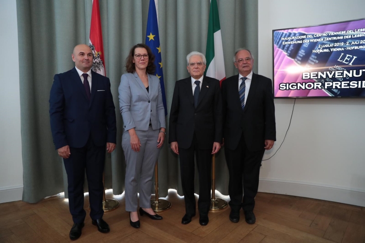 Il Presidente della Repubblica Sergio Mattarella nel corso dell'inaugurazione del Centro viennese per il Lessico Etimologico Italiano (LEI)