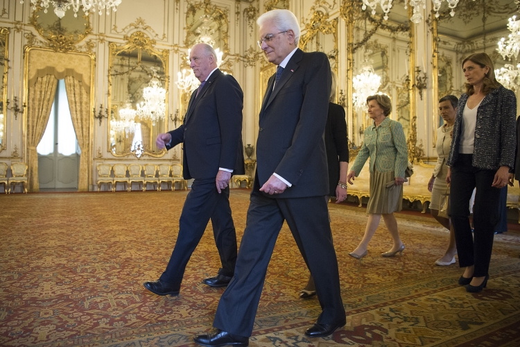 l Presidente Sergio Mattarella, la signora Laura e le LL.MM. il Re Harald V e la Regina Sonja di Norvegia