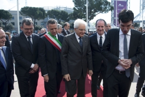 Il Presidente Sergio Mattarella al suo arrivo alla cerimonia di inaugurazione della 50ª edizione di Vinitaly