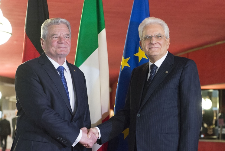 Il Presidente della Repubblica Italiana Sergio Mattarella e il Presidente della Repubblica Federale di Germania Joachim Gauck 