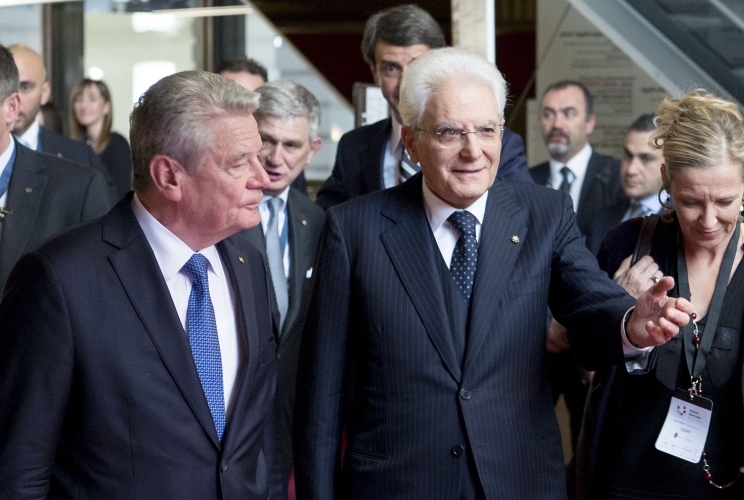 Il Presidente della Repubblica Italiana Sergio Mattarella e il Presidente della Repubblica Federale di Germania Joachim Gauck 