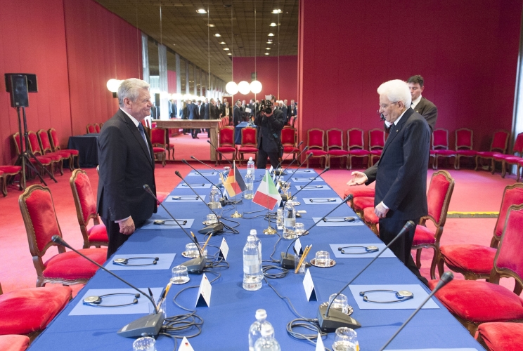 Il Presidente della Repubblica Italiana Sergio Mattarella e il Presidente della Repubblica Federale di Germania Joachim Gauck 