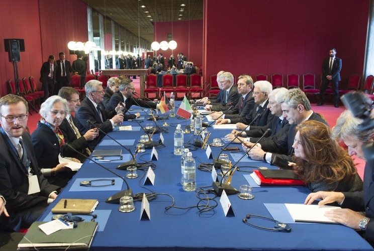 Il Presidente della Repubblica Italiana Sergio Mattarella e il Presidente della Repubblica Federale di Germania Joachim Gauck 