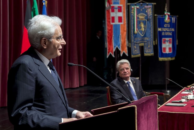 Il Presidente della Repubblica Italiana Sergio Mattarella nel corso del suo intervento 