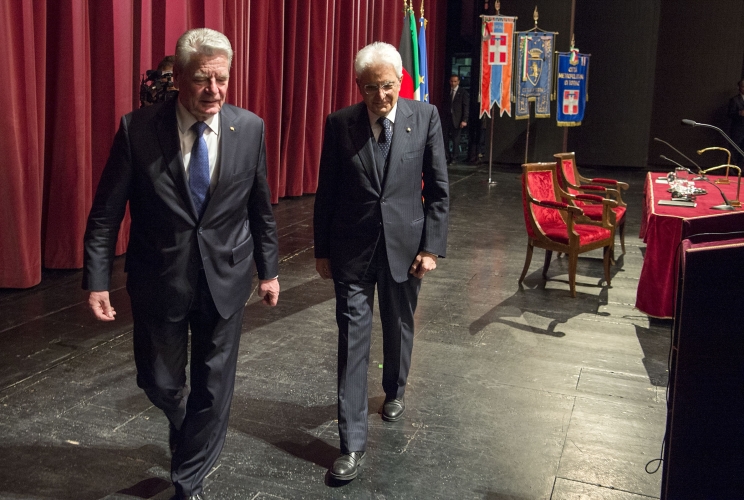 Il Presidente della Repubblica Italiana Sergio Mattarella e il Presidente della Repubblica Federale di Germania Joachim Gauck 
