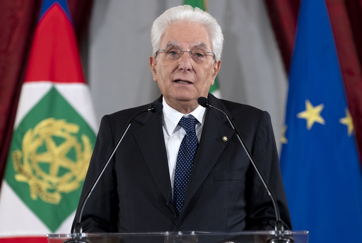Il Presidente Sergio Mattarella in occasione dell'incontro con i componenti dell’Associazione Stampa Parlamentare, i Direttori dei quotidiani e delle agenzie giornalistiche e i giornalisti accreditati presso il Quirinale per la consegna del “Ventaglio” da parte dell’Associazione Stampa Parlamentare