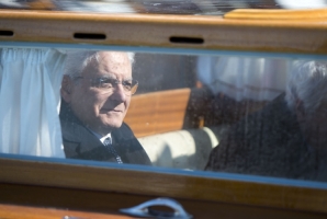 Il Presidente Sergio Mattarella al suo arrivo a Venezia per la cerimonia di chiusura del 70° anniversario di Confcommercio