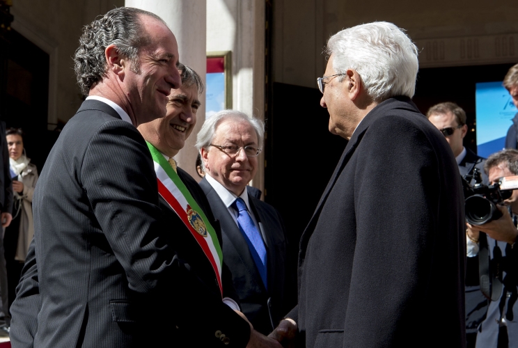 Il Presidente Sergio Mattarella al suo arrivo al Teatro La Fenice