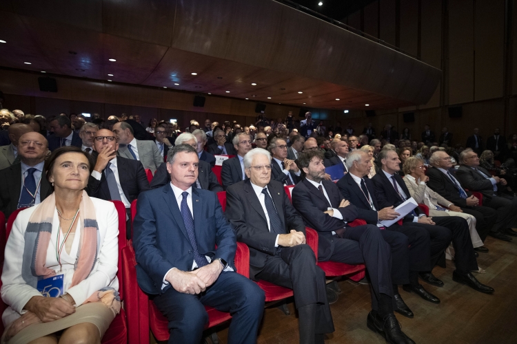 Il Presidente Sergio Mattarella all'Auditorium Parco della Musica in occasione della cerimonia del 150°anniversario dell’Associazione Italiana Editori.
