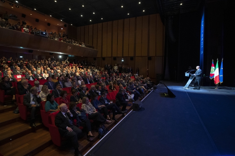 Il Presidente Sergio Mattarella all'Auditorium Parco della Musica in occasione della cerimonia del 150°anniversario dell’Associazione Italiana Editori

