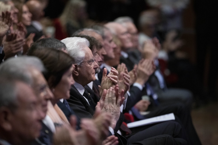Il Presidente Sergio Mattarella durante il suo intervento alla cerimonia 150° anniversario dell’Associazione Italiana Editori
