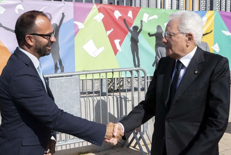 Il Presidente della Repubblica Sergio Mattarella in occasione dell’intervento all’inaugurazione dell’anno scolastico 2019/2020 con Lorenzo Fioramonti, Ministro dell’Istruzione, dell’Università e della Ricerca 