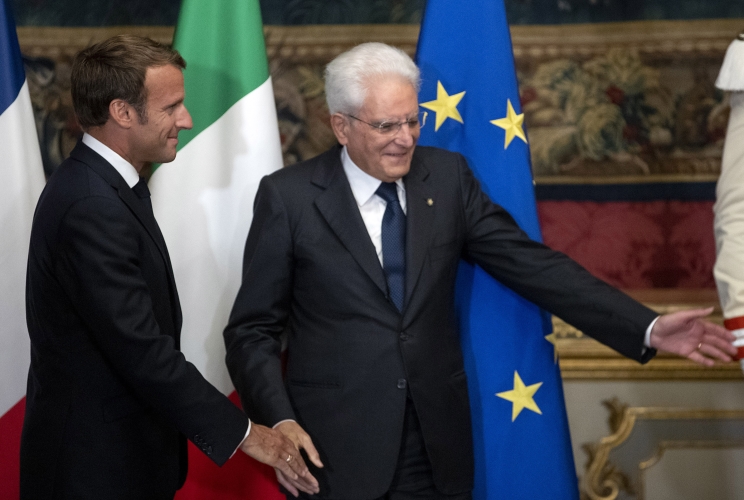 Il Presidente Sergio Mattarella con Emmanuel Macron, Presidente della Repubblica francese