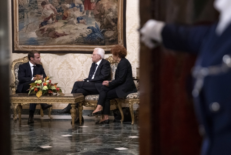 Il Presidente Sergio Mattarella con Emmanuel Macron, Presidente della Repubblica francese