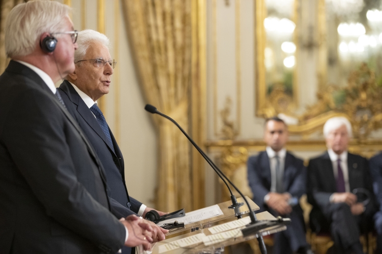 Il Presidente della Repubblica, Sergio Mattarella, con il Presidente della Repubblica Federale di Germania, Frank-Walter Steinmeier, in Visita di Stato, durante le dichiarazioni alla stampa
