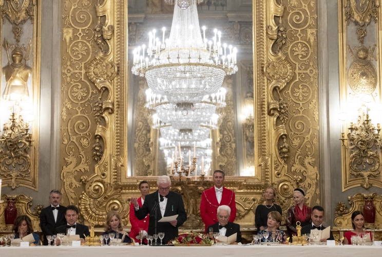 Il Presidente Sergio Mattarella con il Presidente della Repubblica Federale di Germania, Frank-Walter Steinmeier, in occasione del pranzo di Stato