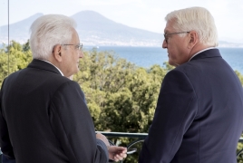 Il Presidente Sergio Mattarella e il Presidente della Repubblica Federale di Germania, Frank-Walter Steinmeier a Villa Rosebery, in occasione della visita di Stato