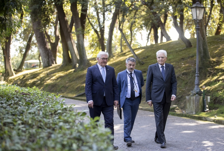 Il Presidente Sergio Mattarella e il Presidente della Repubblica Federale di Germania, Frank-Walter Steinmeier a Villa Rosebery, in occasione della visita di Stato