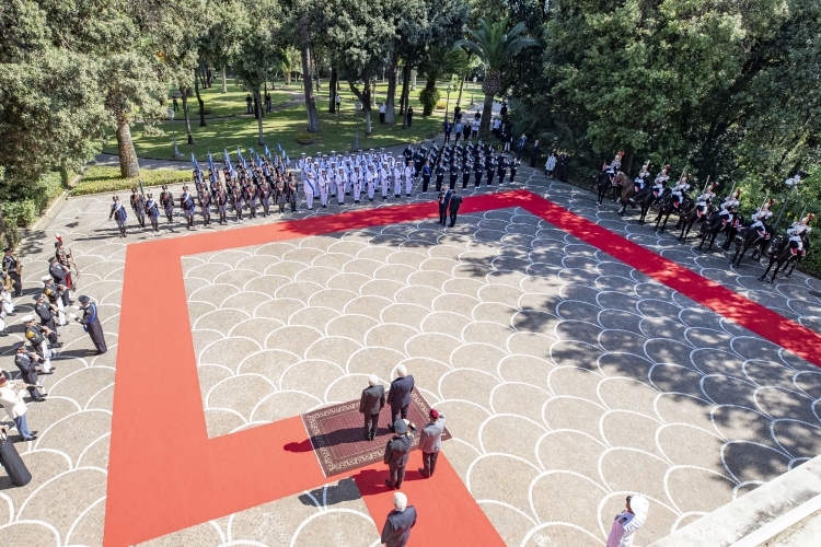 Il Presidente Sergio Mattarella e il Presidente della Repubblica Federale di Germania, Frank-Walter Steinmeier a Villa Rosebery, in occasione della visita di Stato