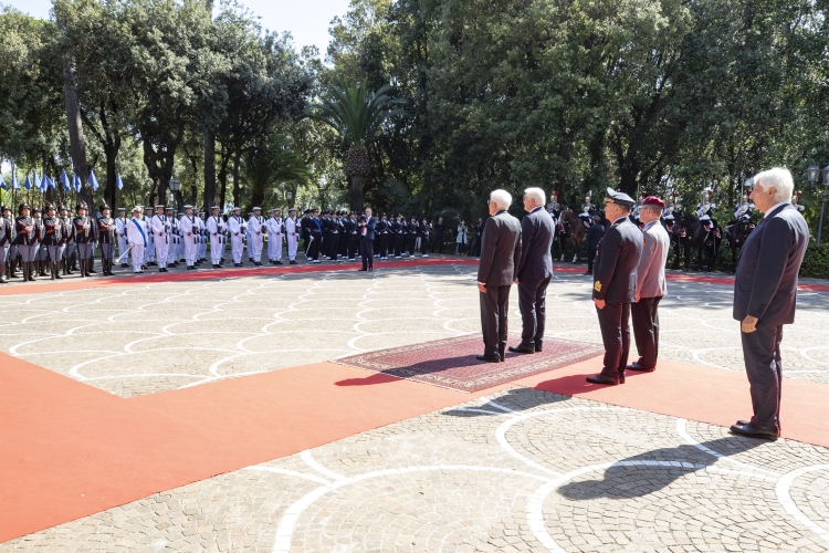 Il Presidente Sergio Mattarella e il Presidente della Repubblica Federale di Germania, Frank-Walter Steinmeier a Villa Rosebery, in occasione della visita di Stato 
