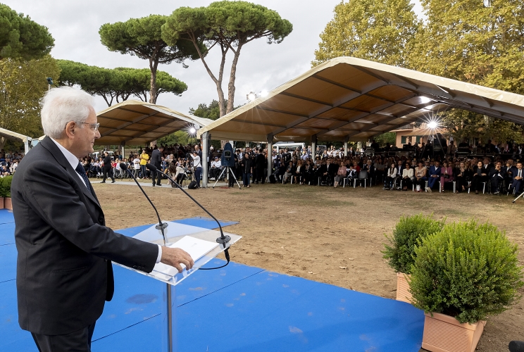 Il Presidente della Repubblica Sergio Mattarella in occasione della cerimonia di chiusura delle iniziative di carattere sociale