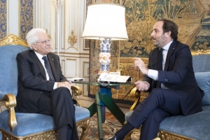 Il Presidente della Repubblica Sergio Mattarella con Alessio Rossi, Presidente dei "Giovani Imprenditori" di Confindustria