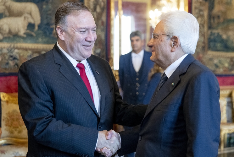 Il Presidente Sergo Mattarella con Michael Richard Pompeo, Segretario di Stato degli Stati Uniti d’America
