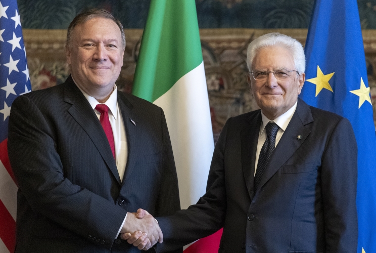 Il Presidente Sergo Mattarella con Michael Richard Pompeo, Segretario di Stato degli Stati Uniti d’America