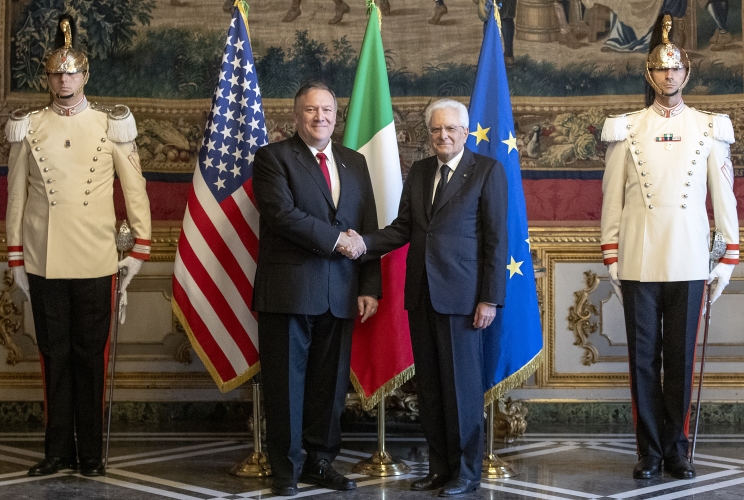 Il Presidente Sergo Mattarella con Michael Richard Pompeo, Segretario di Stato degli Stati Uniti d’America